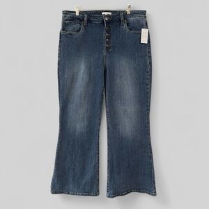 STS Blue Jeans Women’s 34 Jaclyn Flare High Rise Blue Button Fly Ankle Stretch